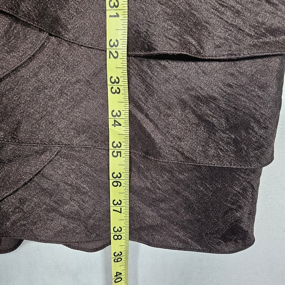 Adrianna Papell Dress sz 12 Brown V-neck Shutter Pleat Tiered Sleeveless Lined - Picture 7 of 14